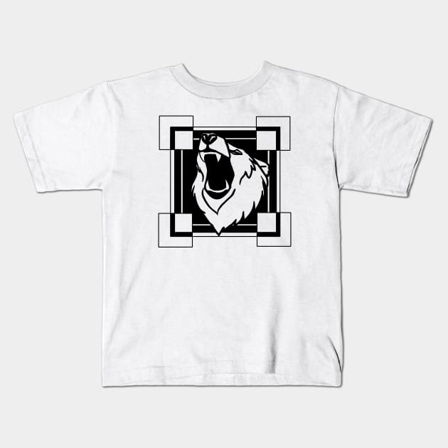 Roaring Bear - Original Logo Banner Sigil - Dark Design for Light Fabrics Kids T-Shirt by Indi Martin